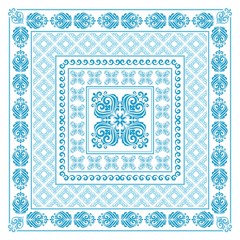 Vector square frame template. Bandana with vintage ornament.