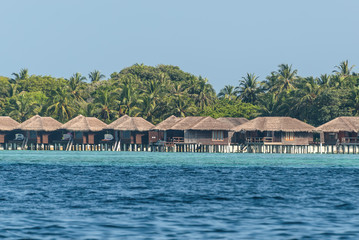 Tropical island with Water-Bungalows on the Maldives