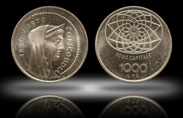Italy 1000 lira silver coin 