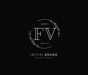 F V FV Beauty vector initial logo, handwriting logo of initial signature, wedding, fashion, jewerly, boutique, floral and botanical with creative template for any company or business.