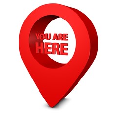 You Are Here Map Pointer - 3D Illustration - Isolated On White Background