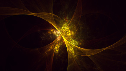 Fractal 3D rendering abstract gold bright background