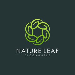 leaf logo, creative modern green leaf vector illustration