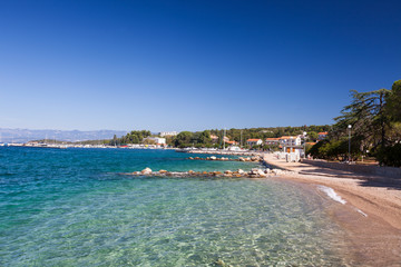 Beach of Malinska, island of Krk, Croatia, Kvarner Gulf, Adriatic Sea, Croatia