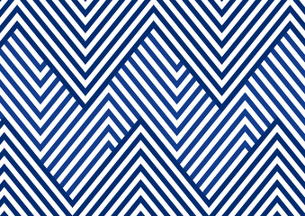 Abstract blue striped line serrated pattern on white background and texture. - obrazy, fototapety, plakaty