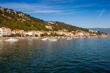 Fototapeta na wymiar Bay and the port of Baska, Krk, Kvarner Bay, Adriatic Sea, Croatia