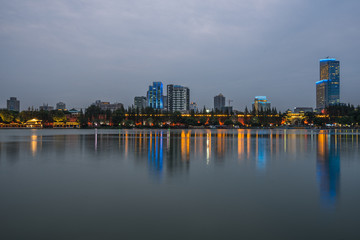 Fototapeta na wymiar Nanjing Xuanwu Lake Long Exposure Night Scene Picture
