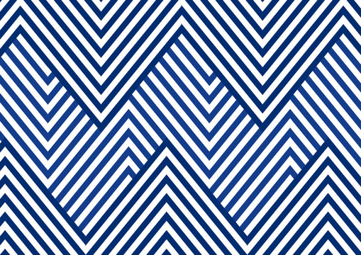 Abstract blue striped line serrated pattern on white background and texture.