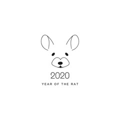 Obraz na płótnie Canvas 2020 Year of the Rat. Logo 2020 with Rat icon, isolated on white background. Rat with 2020 year in modern simple flat design. Vector
