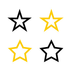 Stars vector icons. Star yellow icons. Star black. Stars black and gold color, isolated on white background. Stars vector icons in modern simple flat and lines design. Vector