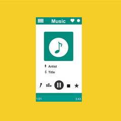 Naklejka premium Media player application, app template with flat design style for smart phones, PC or tablets. Clean and modern - Vector