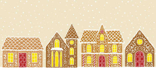 Christmas card with gingerbread house - 299054798