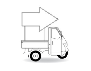 Italienisches Dreirad Richtungspfeil Kontur Silhouette