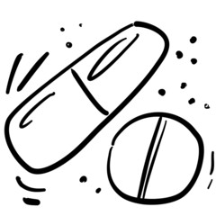 Tablet icon. Treatment. medicine. Hand-drawn