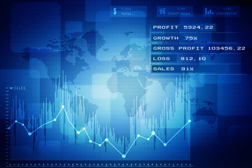 2d rendering Stock market online business concept. business Graph 