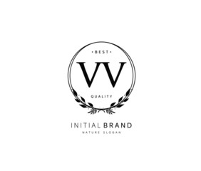 V VV Beauty vector initial logo, handwriting logo of initial signature, wedding, fashion, jewerly, boutique, floral and botanical with creative template for any company or business.