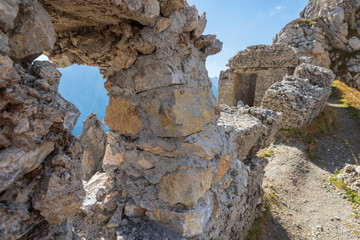 Rock books and military posts from the First World War. Monte Chiadenis. Sappada, Italy