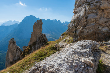 Rock books and military posts from the First World War. Monte Chiadenis. Sappada, Italy