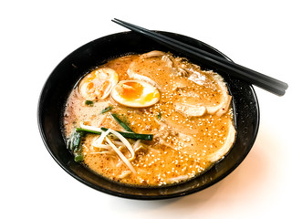 Traditional Japanese soup ramen with meat broth, Asian noodles