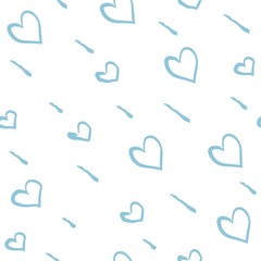 Hand Drawn Seamless Pattern with Hearts