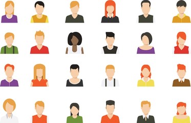 Social media avatar vector graphics flat icons.Set of hand drawn Avatar profile icon (or portrait icon), including male and female . User flat avatar icon, sign, profile people symbol