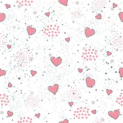 Hand Drawn Seamless Pattern with Hearts