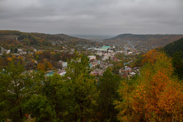 Fototapeta na wymiar Panoramic view on the Kremenets town, Ukraine