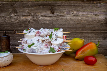 mushrooms with sour cream and parsley for grilling