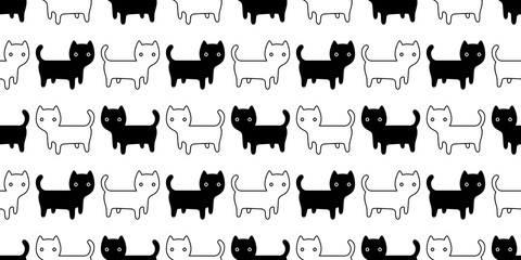 cat seamless pattern kitten vector cartoon scarf isolated repeat background tile wallpaper doodle illustration design