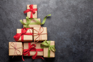 Christmas card with various gift boxes