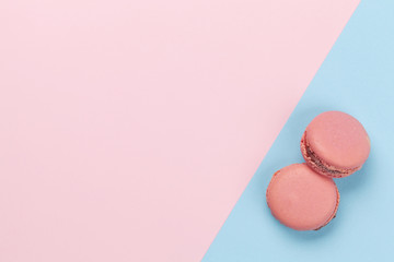 Greeting card with macaroon sweets holiday template