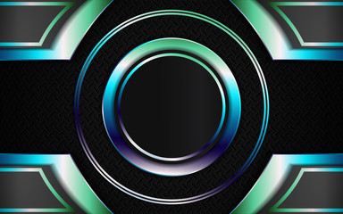 Abstract metallic colorful and black frame layout design tech innovation concept geometric background. Can use for wallpaper, poster, brochure, cover, banner, advertising, corporate