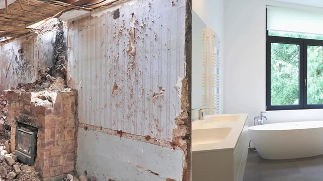 Renovation of a bathroom Before and after