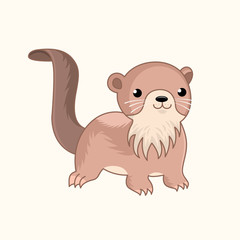 Obraz na płótnie Canvas Little funny cute cartoon otter. Semiaquatic chibi animal. Design for print, emblem, t-shirt, party decoration, sticker, logotype.