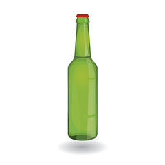 Modern vector illustration of green glass beer bottle