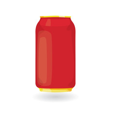 Modern vector illustration of red  aluminium can on white background