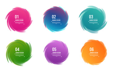 Colorful twisted banners. Overlay colors shape art design. Abstract style spots. Infographic steps. Graphic tag element for advertisements. Business infographic. Vector