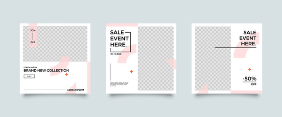 Naklejka premium Modern promotion square web banner for social media mobile apps. Elegant sale and discount promo backgrounds for digital marketing 