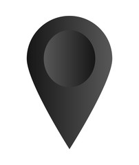 map pointer with icon,Embossed map notification icon, white on black background, location marker icon.3d render