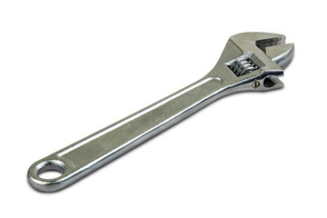 adjustable wrench on white background