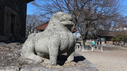 Fototapeta na wymiar Korean Cultural Heritage Haitai, stone statue, gyeongju, korea