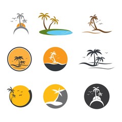 Fototapeta na wymiar Palm tree summer logo