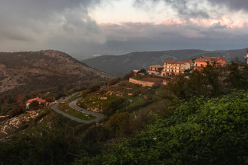 colorful sunset on the italian hill