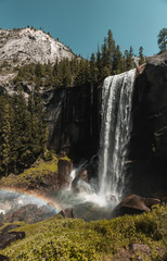 Yosemite National Park Nevada Waterfall in California with Rainbow