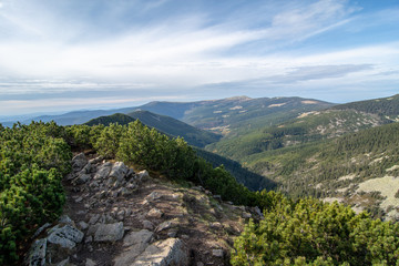 Fototapeta na wymiar Karkonosze Mountains (Kozi hrbety), Czech Republic, Karkonosze National Park, Tourist Routes, Tourists, Trail