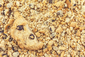 Cookies chocolate broken into fine pieces.