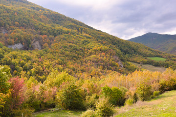 landscape of emilia-romagna hills in autumn