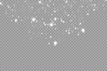 Realistic falling snowflakes. Isolated on transparent background. Vector illustration