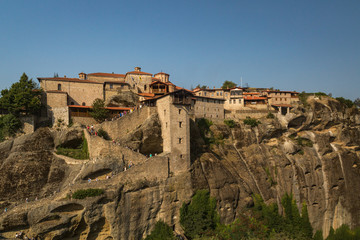 a magnificent daytime trip through the Kalambaka mountains to the Meteora monastery complex with beautiful views from different points and rocks. Thessaly, Greece
