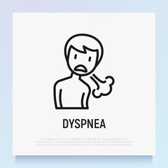 Dyspnea thin line icon. Short breathing. Asthma symptom. Modern vector illustration.